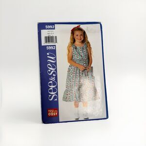 See Sew 5992 Toddlers Girls Dress Bag Easy Sewing Pattern Sizes 1 2 3